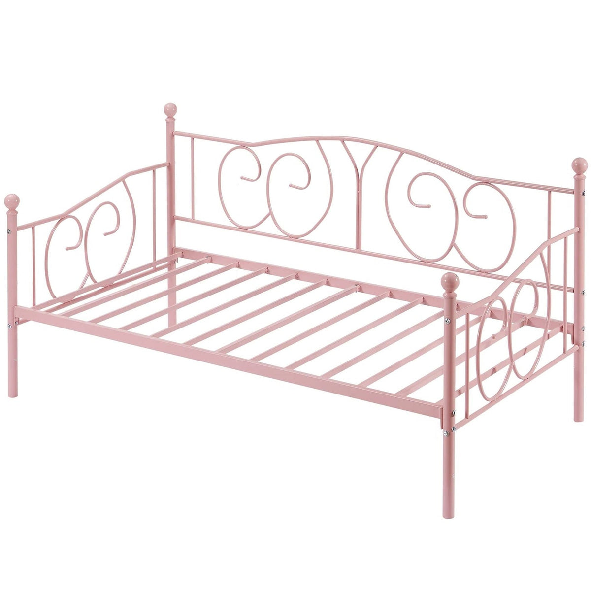 Twin size Victorian Pink Metal Daybed Frame - 350 lbs. Weight Capacity-3
