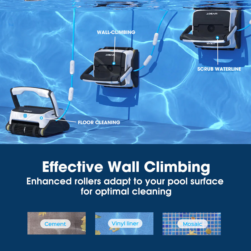 NNEMB Grampus 800 Robotic Pool Cleaner, Automatic Vacuum with Quick Clean, Wall Climbing Capability, Powerful Triple Motors, Large Filter Baskets, Ideal for Large In-Ground Pools-2