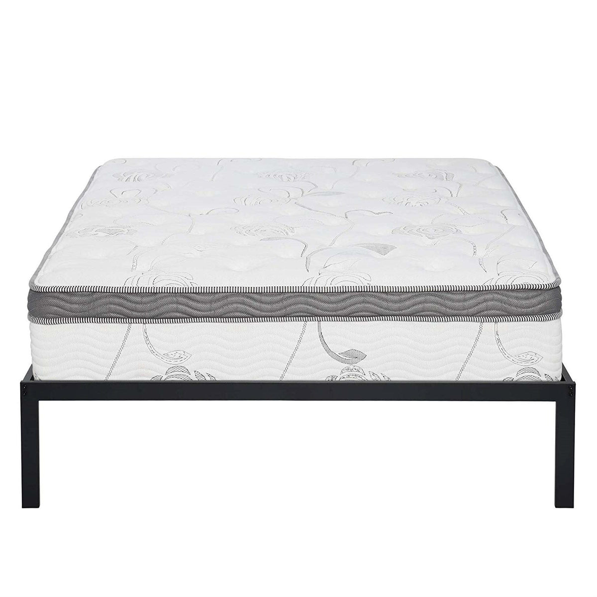 Queen size Steel Metal Platform Bed Frame with Wood Slats-2