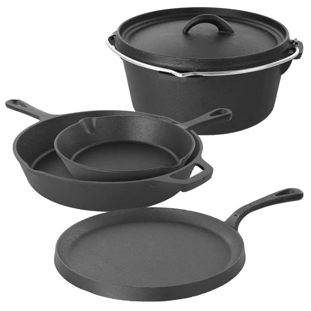 5-Piece Cast Iron Cookware Set with Dutch Oven Griddle and 2 Skillets-0