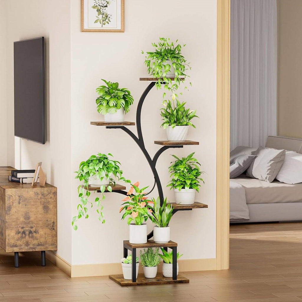 Modern 49-inch Tall Indoor Plant Stand Display Shelf with Grow Lights-2
