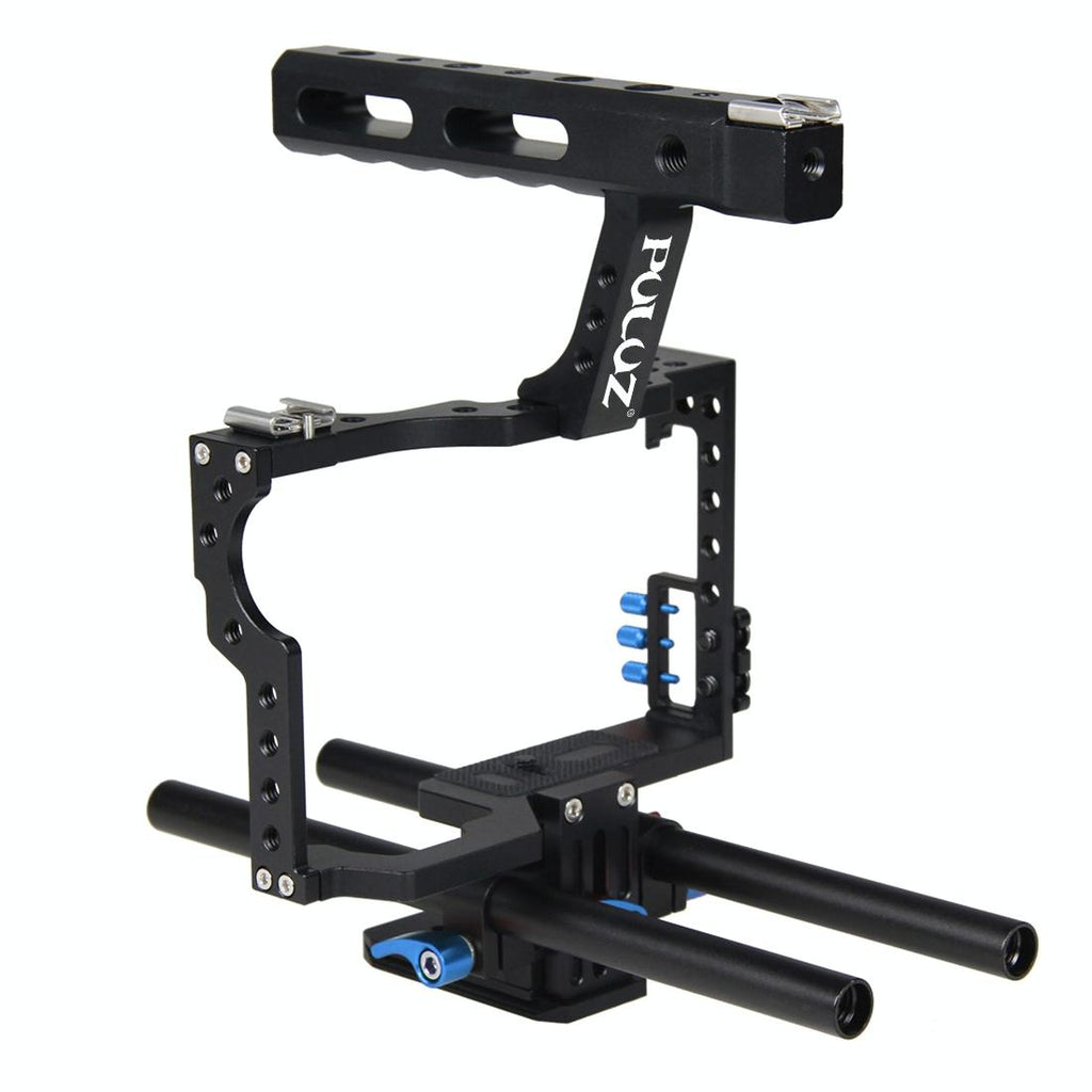 NNEIDS Sony A7 / A7S / A7R Camera Cage Stabilizer With Handle - Blue-0
