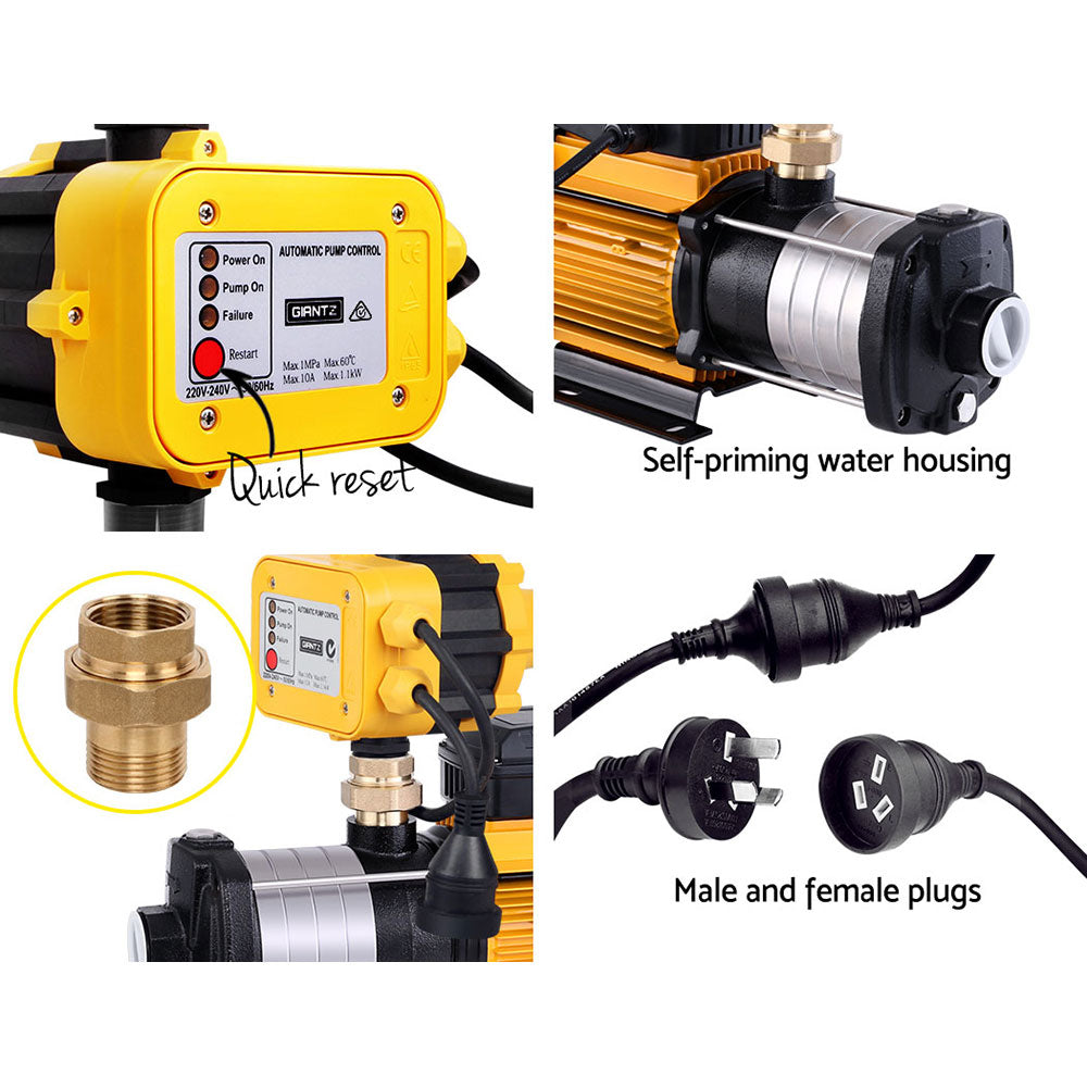 NNEDSZ Multi Stage Water Pump Pressure Rain Tank Garden Farm House Irrigation 2000W Yellow Controller-4