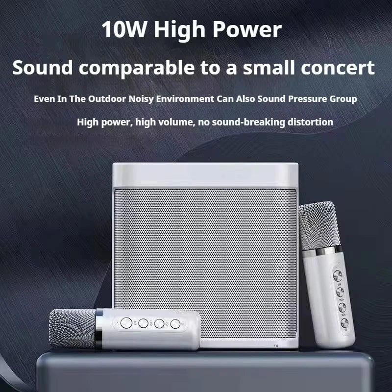 Portable Dual Microphone Karaoke Speaker System (White)