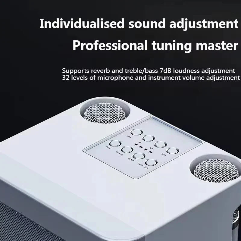 Portable Dual Microphone Karaoke Speaker System (White)