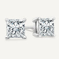 AGI Certified 2.00 CTW Princess Cut Lab Diamond Stud Earrings in 14K Gold Over Sterling Silver-0
