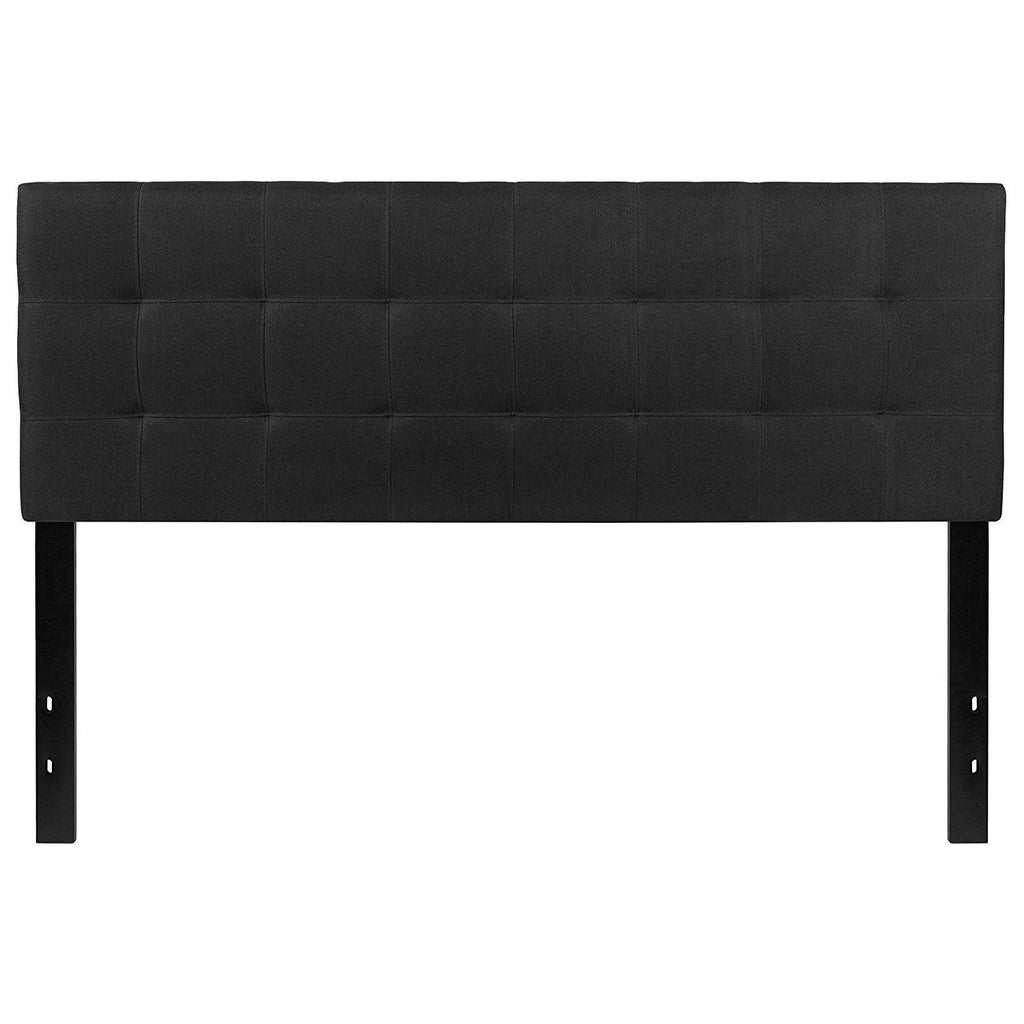 Queen size Modern Black Fabric Upholstered Panel Headboard-0