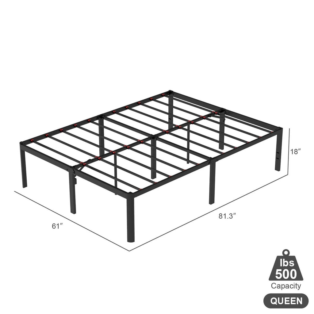 Queen 18-inch Rounded Edge Corners Metal Bed Frame with Under-bed Storage Space-4