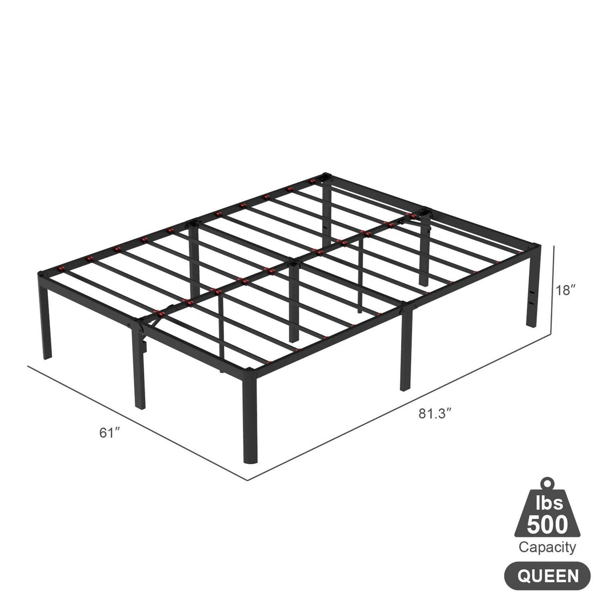 Queen 18-inch Rounded Edge Corners Metal Bed Frame with Under-bed Storage Space-4