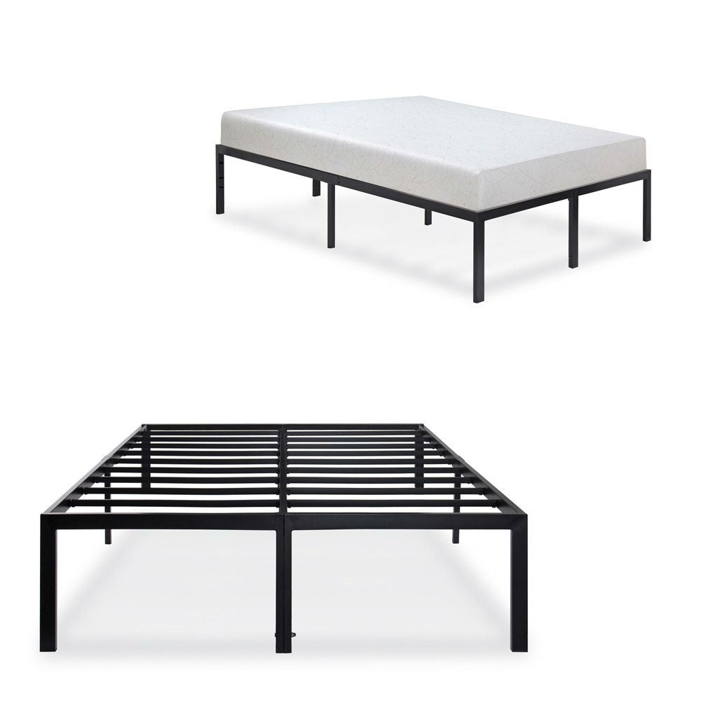 Queen size Modern Heavy Duty Black Metal Platform Bed Frame-1
