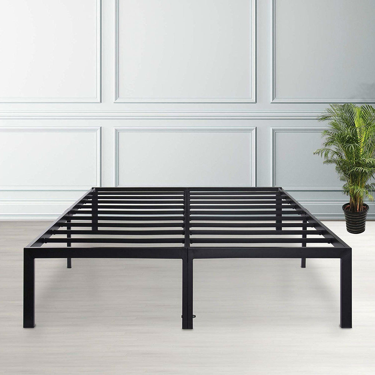 Queen size Modern Heavy Duty Black Metal Platform Bed Frame-4