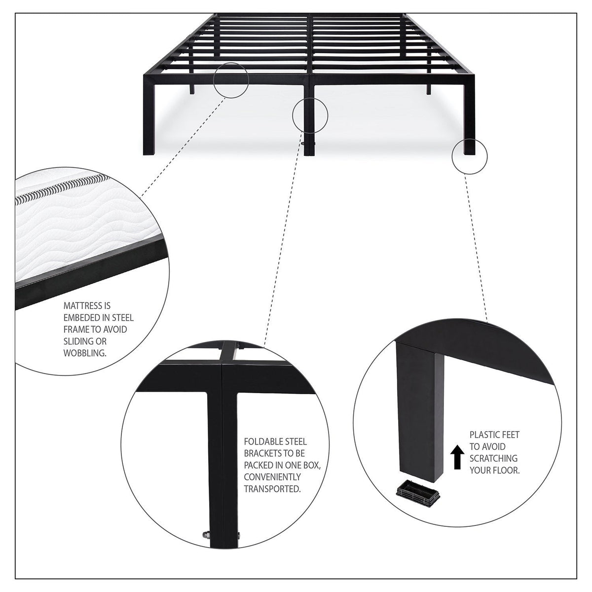 Queen size Heavy Duty Metal Platform Bed Frame - Holds up to 2,200 lbs-1