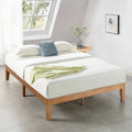 Queen size Solid Wood Platform Bed Frame in Natural Wooden Finish-0