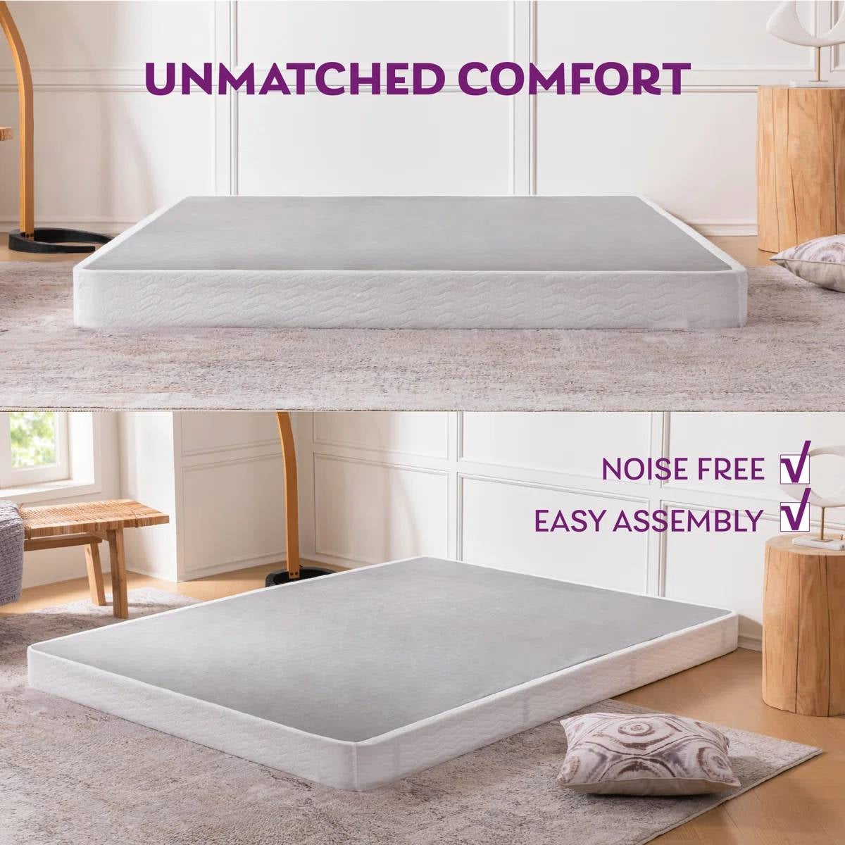 Queen size 5-inch Low Profile Metal Box Spring Mattress Foundation with Cover-2