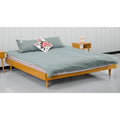 Queen size Mid-Century Modern Platform Bed Frame in Light Wood Finish-0