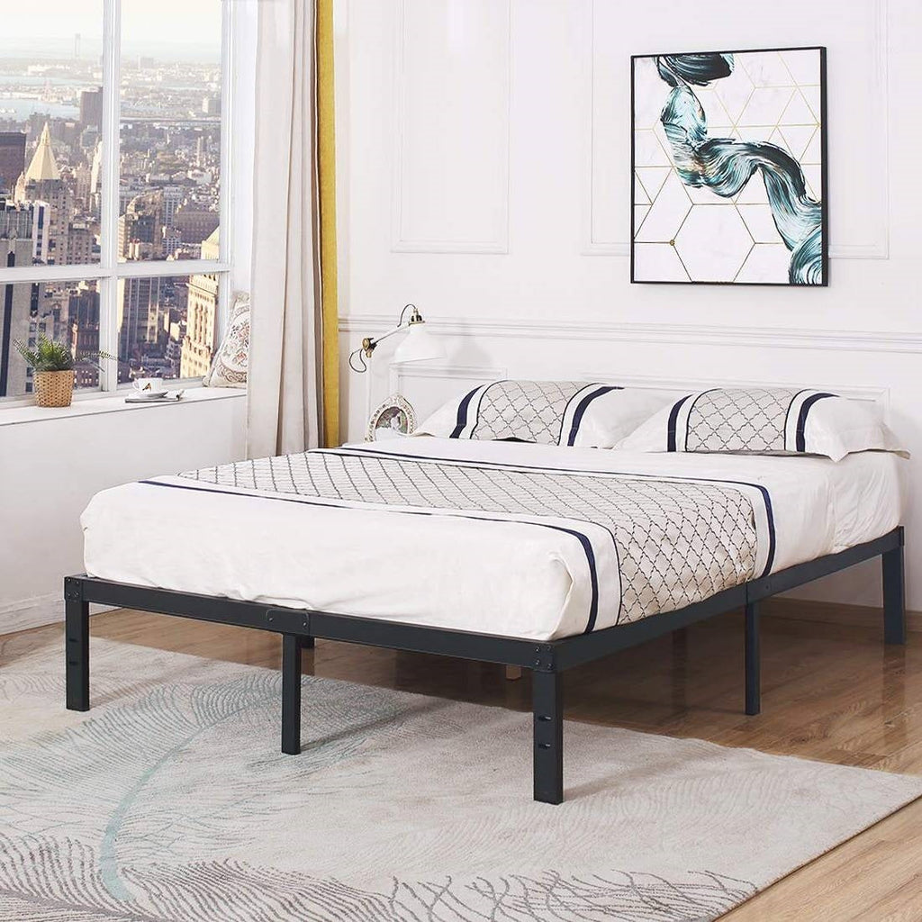 Queen Heavy Duty Metal Platform Bed Frame with Wood Slats 3,500 lbs Weight Limit-2