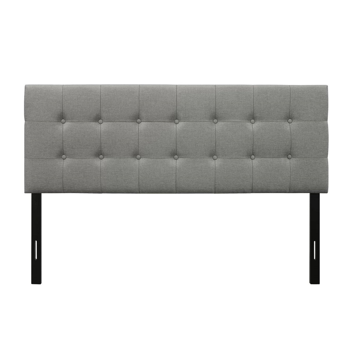 Queen Modern Classic Style Button-Tufted Headboard in Grey Upholstered Fabric-1