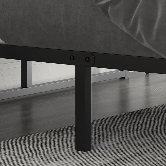 Queen Size Black Metal Platform Bed Frame with Under-Bed Storage Space-2