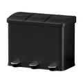 NNEDSZ Pedal Bins Rubbish Bin Triple Compartments Waste Recycle Dustbins 45L-0