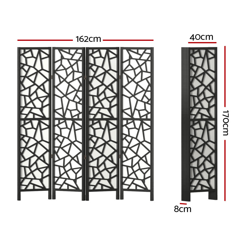 NNEDSZ Artiss 4 Panel Room Divider Screen 162x170cm Clover Black-1