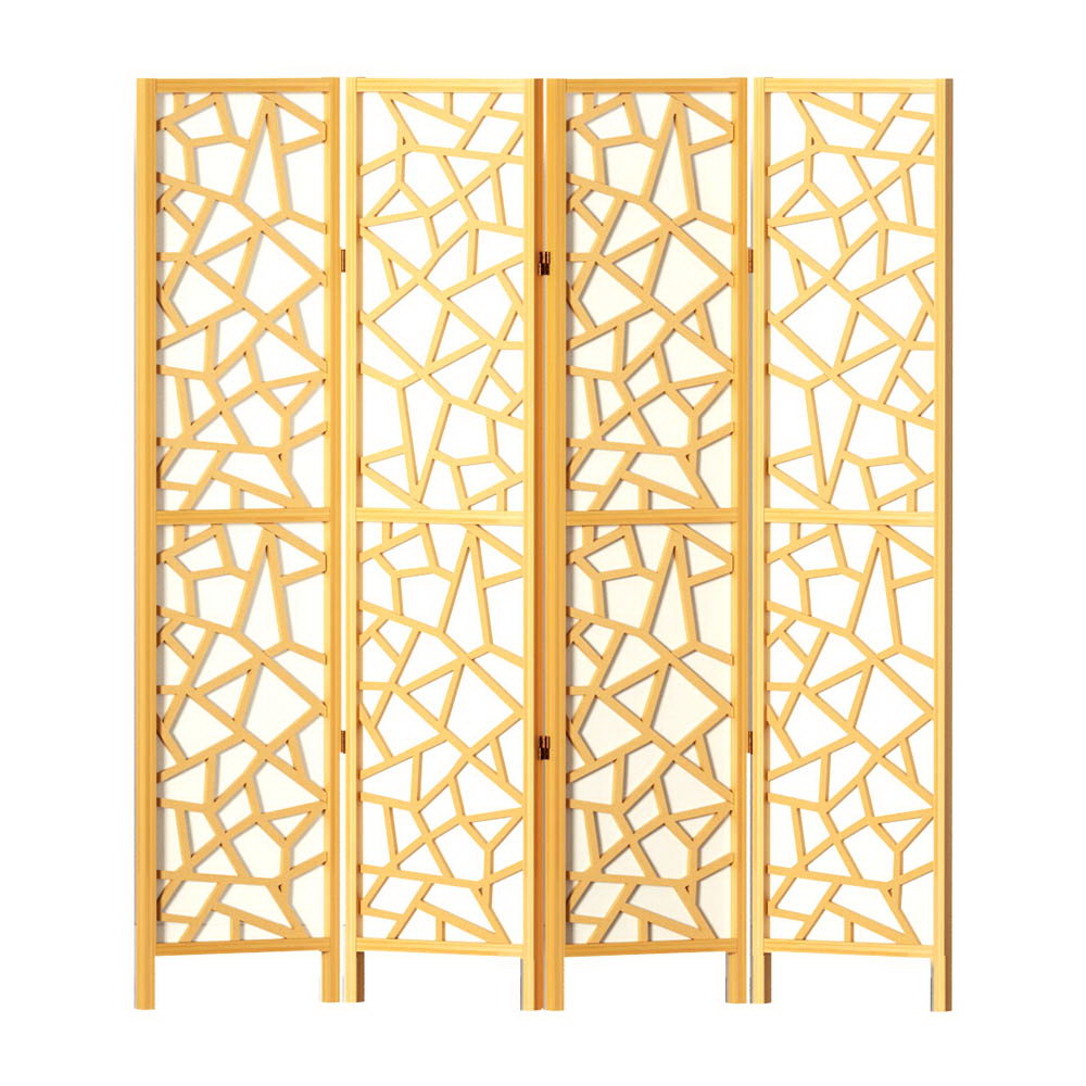 NNEDSZ Artiss 4 Panel Room Divider Screen 162x170cm Clover Natural-2