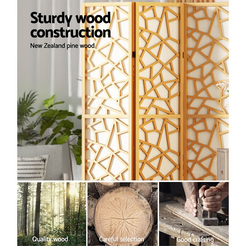 NNEDSZ Artiss 4 Panel Room Divider Screen 162x170cm Clover Natural-4