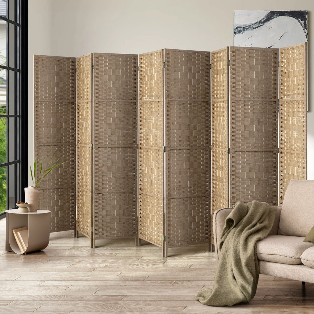 NNEED 8 Panel Room Divider Privacy Screen Wood-3