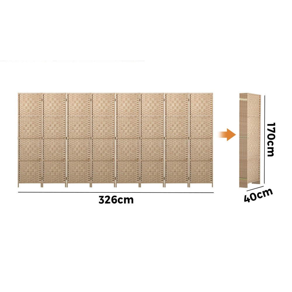 NNEED 8 Panel Room Divider Privacy Screen Wood-4