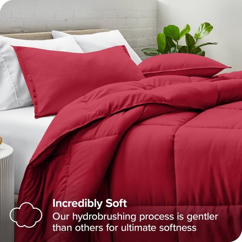 King/Cal King Size All Season Super Soft Down Alternative Comforter Set Red-2