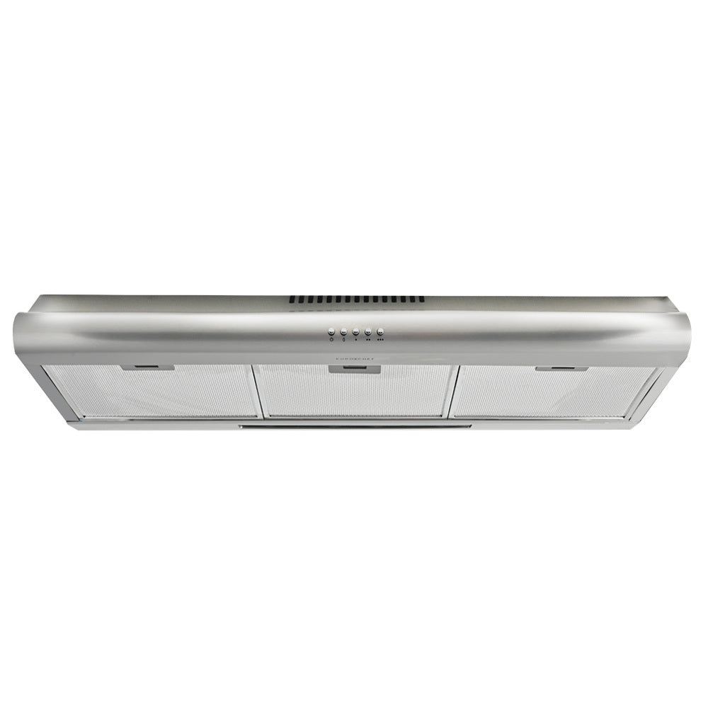 NNEMB 90cm Fixed Stainless Steel Rangehood, Quiet 3-Speed, 4-Layer Dishwashable Filters, Halogen Lights EFR90S-0