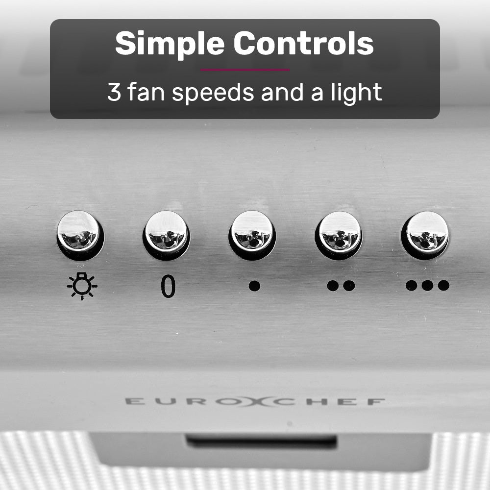 NNEMB 90cm Fixed Stainless Steel Rangehood, Quiet 3-Speed, 4-Layer Dishwashable Filters, Halogen Lights EFR90S-1