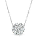 AGI Certified 4.00 CTW Round Lab-Grown Diamond Flower Cluster Pendant Necklace in 14K White Gold-0