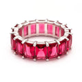 5.00 CTW Lab Grown Red Ruby Emerald Cut Eternity Ring in 18K Gold Over Sterling Silver-1