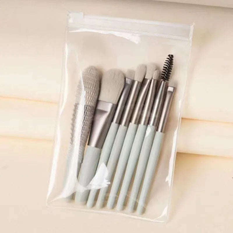 8Pcs Mini Macaron Soft Makeup Brushes Set, Portable Beginner Beauty Tools for Blush Eyeshadow, Complete Cosmetic Brush Kit