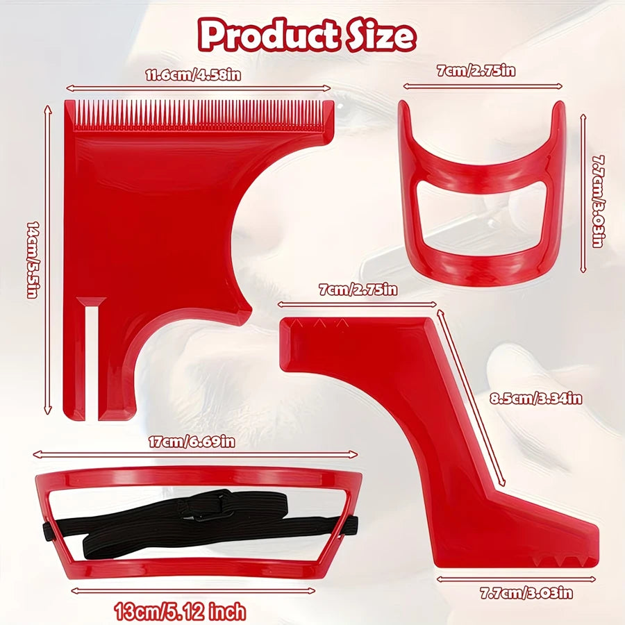 Beard Styling Tools Set with Four Shaping Guides for Grooming Shaving And Defining Hairlines Goatees And Collars
