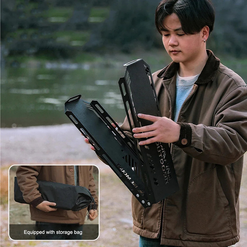 NNEOBA Foldable Camping Tripod Top Plate Rack Black-2