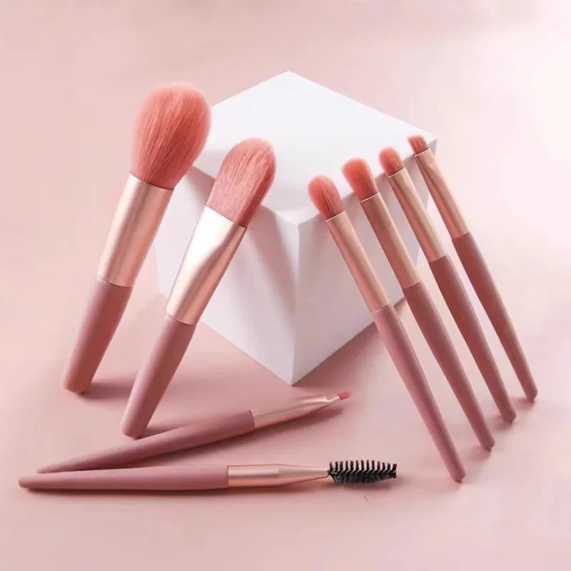 8Pcs Mini Macaron Soft Makeup Brushes Set, Portable Beginner Beauty Tools for Blush Eyeshadow, Complete Cosmetic Brush Kit