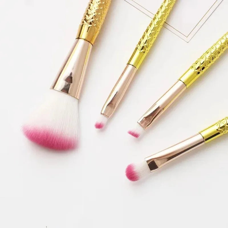 Four-piece Suit Mermaid Makeup Brush Fiber Colorful Soft Hair Loose Powder Brush Beauty Makeup Tools