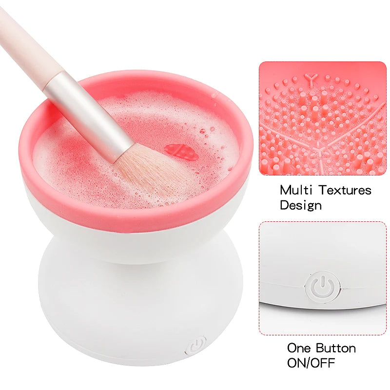 Electric Makeup Brush Cleaner Machine Portable Automatic USB Cosmetic Brush Cleaner Tools for All Size Beauty Makeup Brushes Set