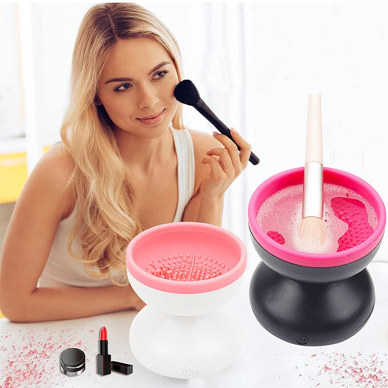 Electric Makeup Brush Cleaner Machine Portable Automatic USB Cosmetic Brush Cleaner Tools for All Size Beauty Makeup Brushes Set