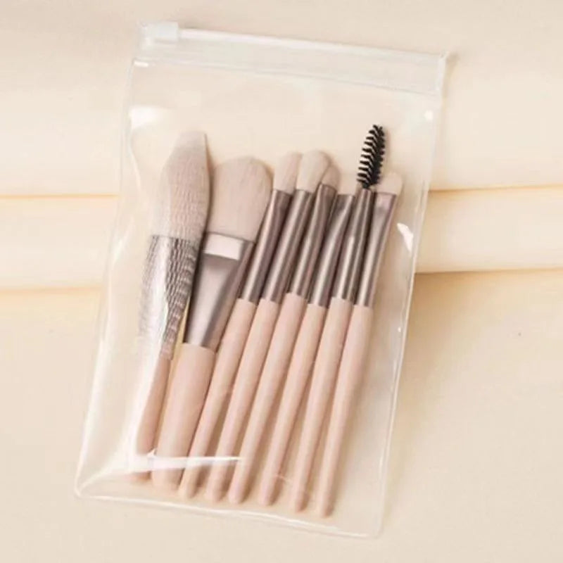 8Pcs Mini Macaron Soft Makeup Brushes Set, Portable Beginner Beauty Tools for Blush Eyeshadow, Complete Cosmetic Brush Kit