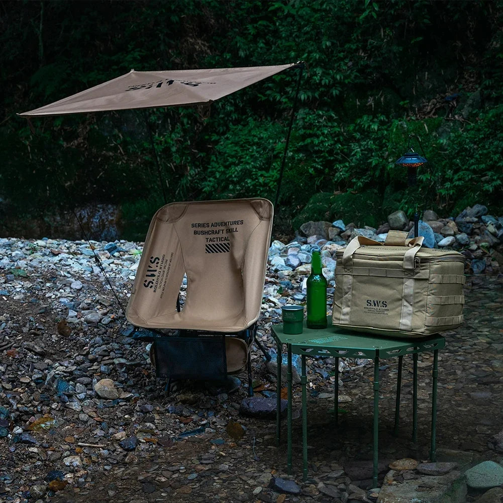NNEOBA Sunshade Awning Folding Chair Set Khaki-3