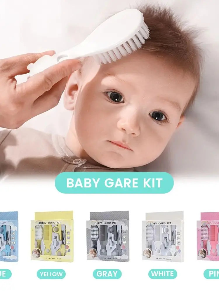 Baby Grooming Kit Baby Care Set BPA Free Cute Design Comb Brush Nail Clippers Scissors Safe Newborn Infant Grooming Tools