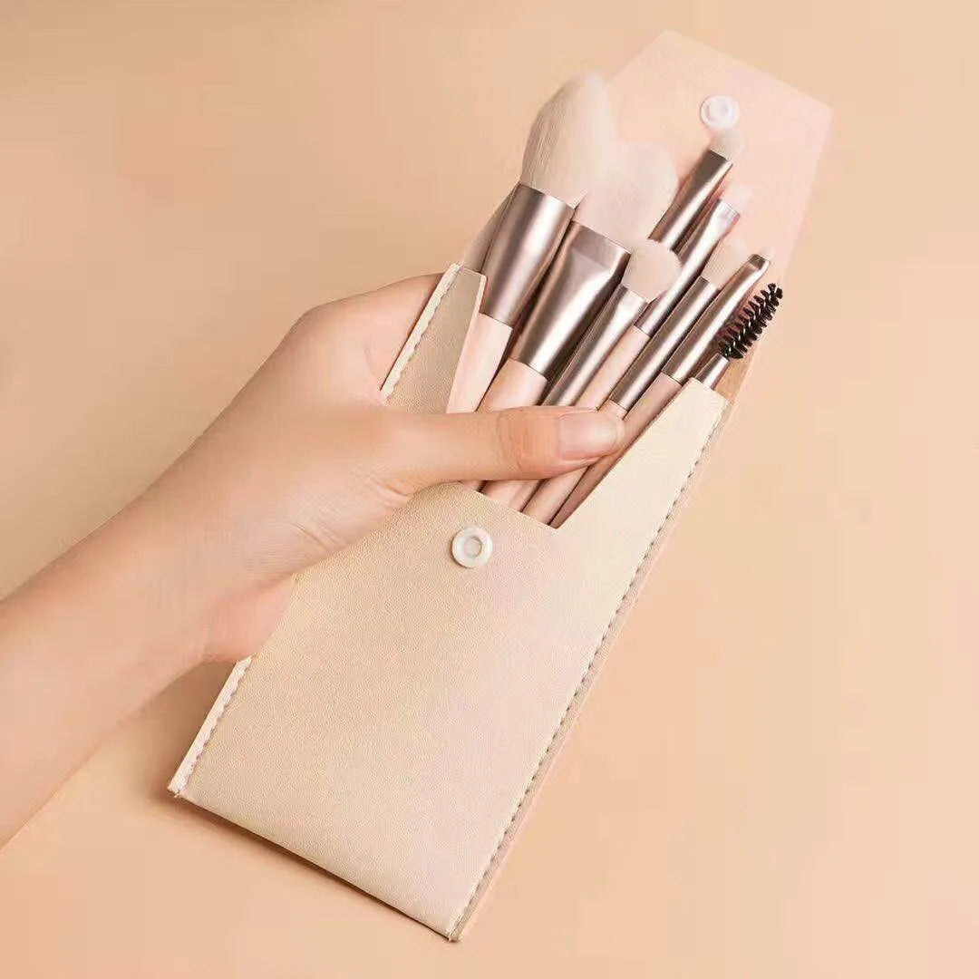 8Pcs Mini Macaron Soft Makeup Brushes Set, Portable Beginner Beauty Tools for Blush Eyeshadow, Complete Cosmetic Brush Kit