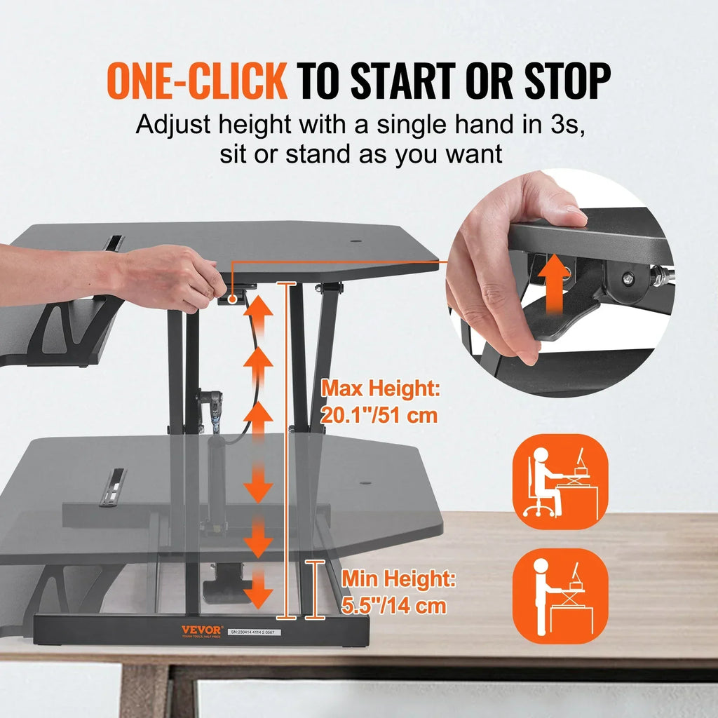 NNEOBA X-Frame Double-Layer Standing Desk Converter - Height Adjustable Sit-to-Stand Desk-2