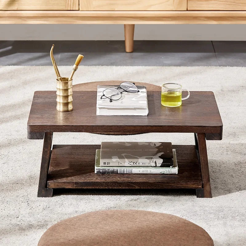 NNEOBA Adjustable Solid Wood Tatami Tea Table - Versatile Folding Japanese Household Furniture-3