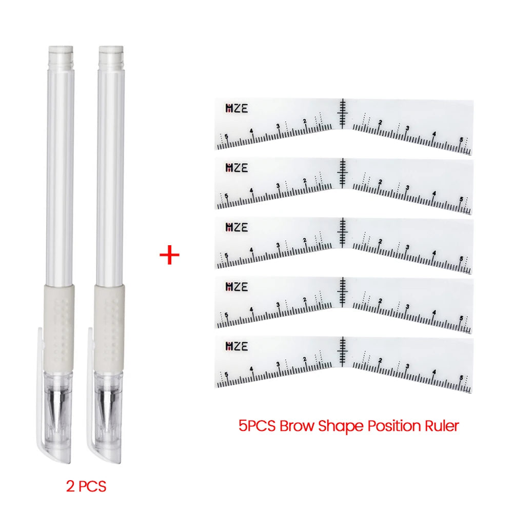 Eyebrow Position Mark Tools Microblading Brow Shape Mapping Kit with White Marker Pen and Brows Outline Design Ruler Makeup Kits