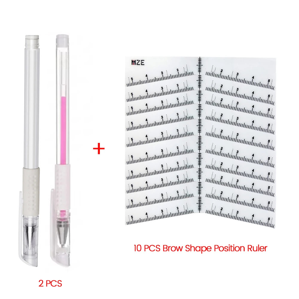 Eyebrow Position Mark Tools Microblading Brow Shape Mapping Kit with White Marker Pen and Brows Outline Design Ruler Makeup Kits
