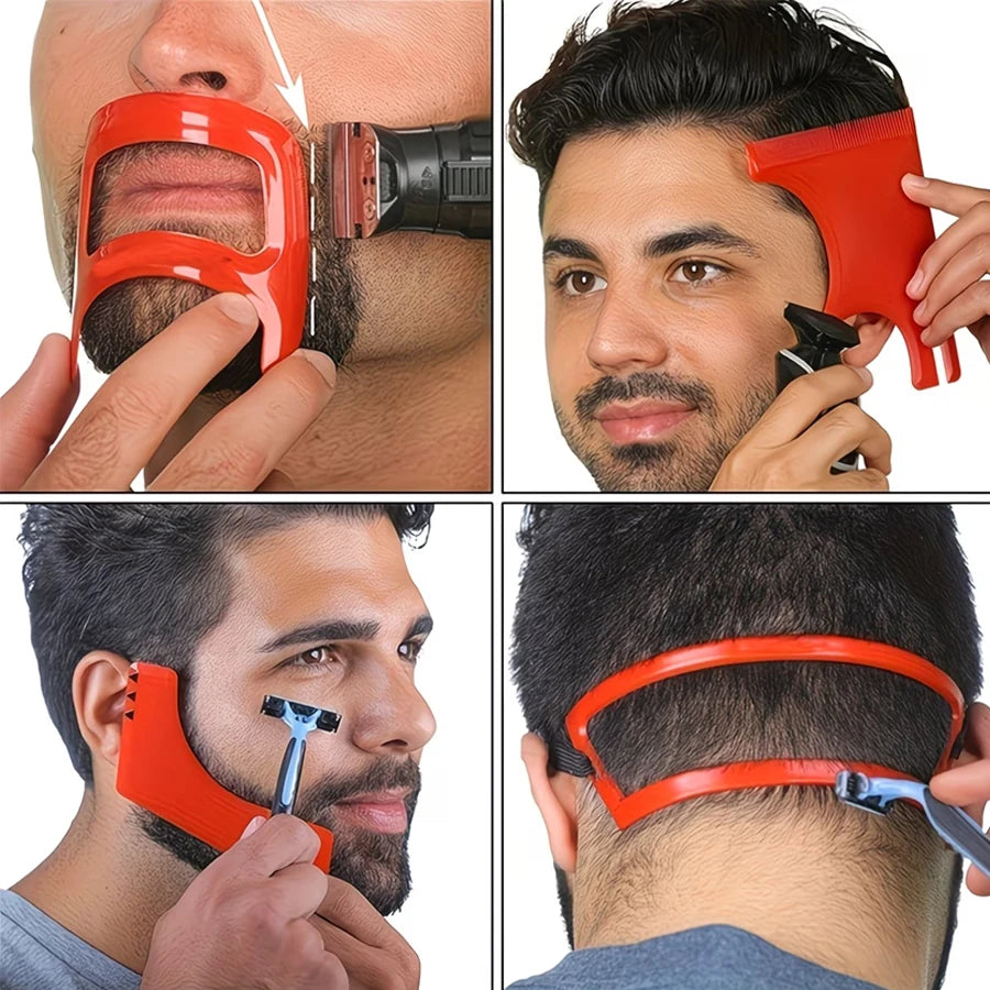 Beard Styling Tools Set with Four Shaping Guides for Grooming Shaving And Defining Hairlines Goatees And Collars