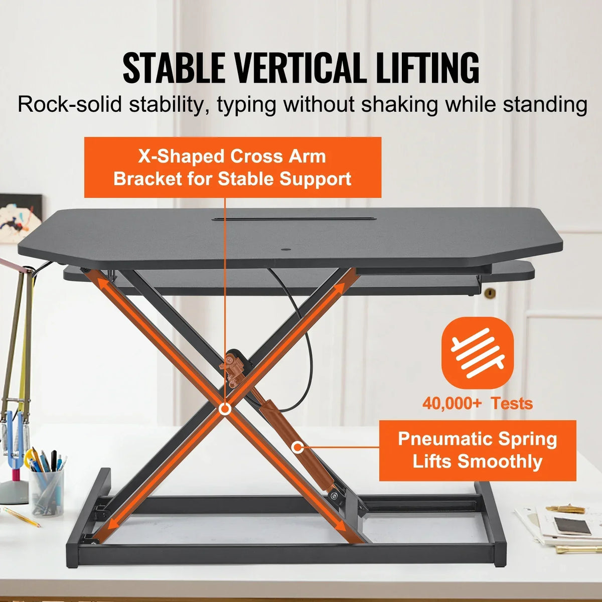 NNEOBA X-Frame Double-Layer Standing Desk Converter - Height Adjustable Sit-to-Stand Desk-3